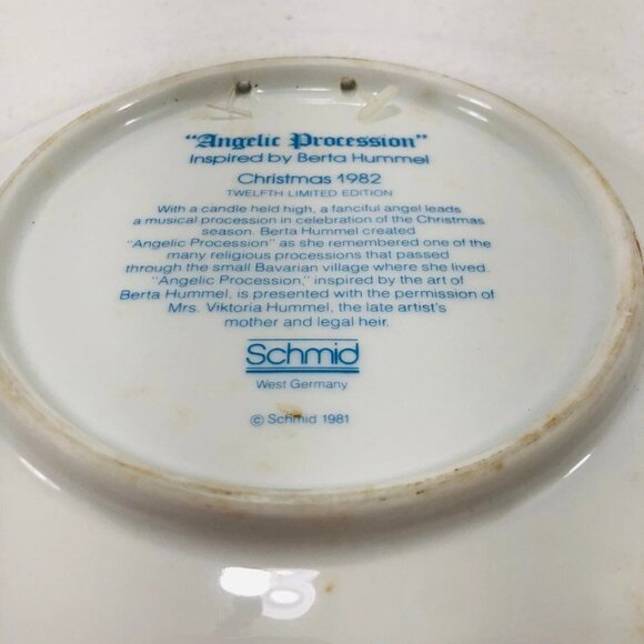 Vintage 1982 Berta Hummel Christmas Plate Angelic Procession Schmid West Germany - Picture 7 of 10